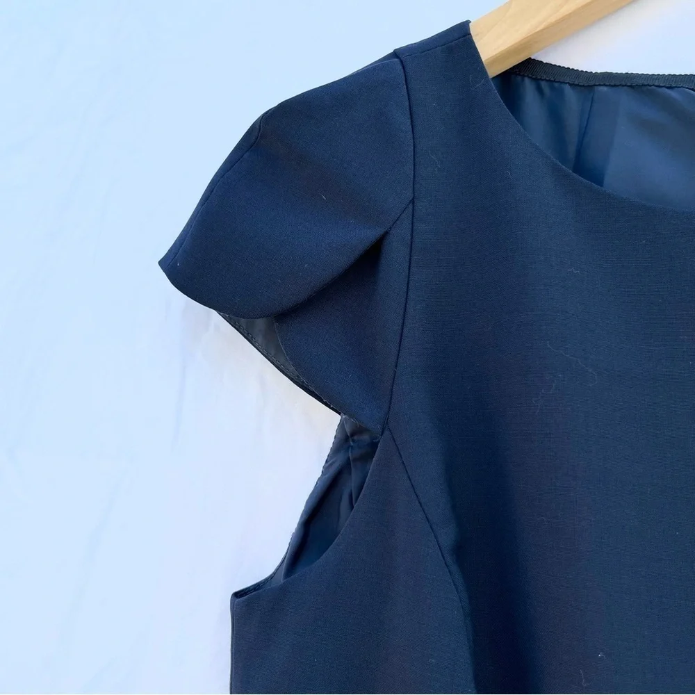 J.CREW | TULIP SLEEVE SUITING SHEATH DRESS IN NAVY SIZE 4